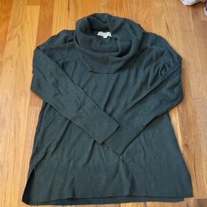 LOFT Deep Green Cowl Neck Tunic Length Sweater